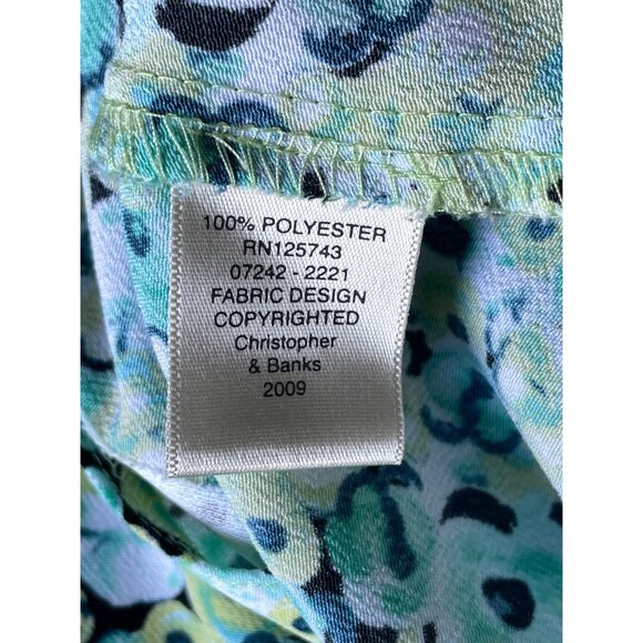 Christopher & Banks Petite A-Line Skirt Womens 4P Green Floral Button Up - Picture 5 of 7